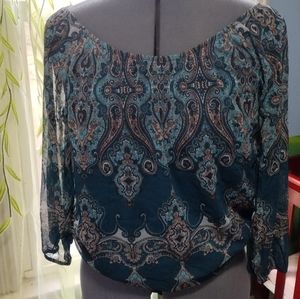 Inc womens paisley top size M